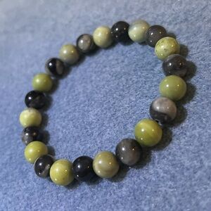 Green and Black Natural Stone Beaded Bracelet